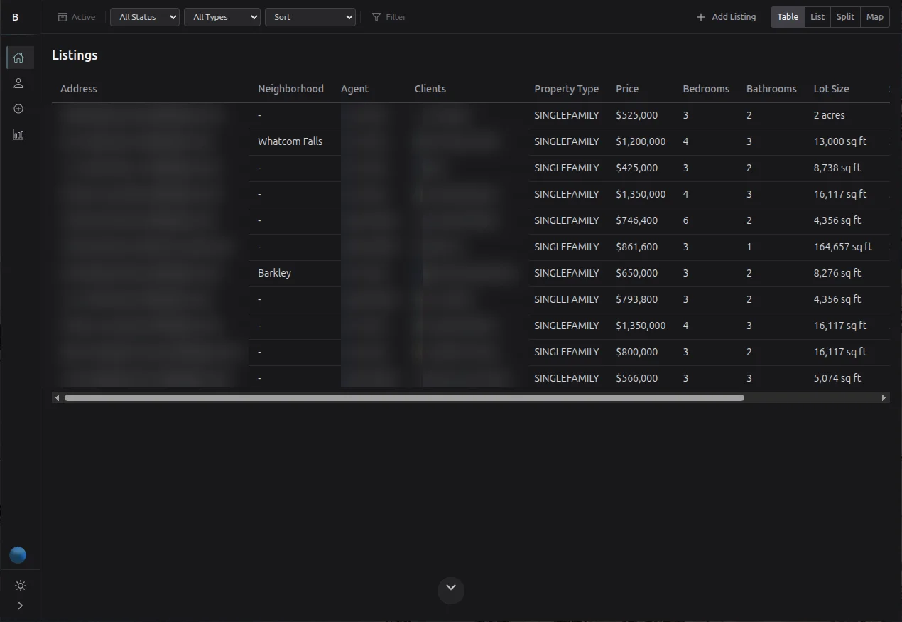 Listing table view with structured data