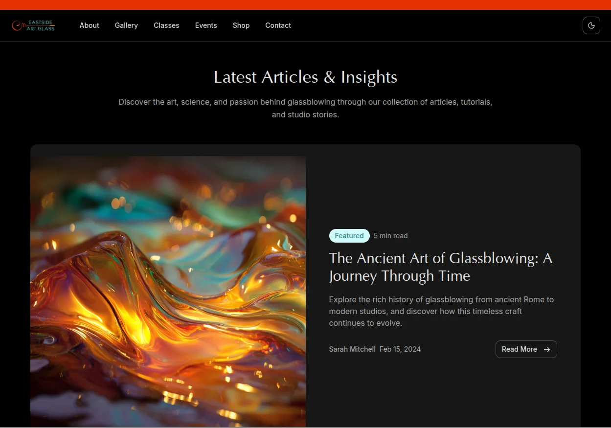 Articles and insights section