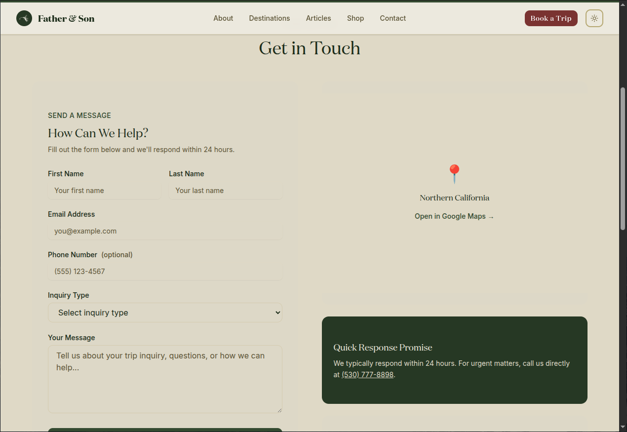 Clear booking calendar with seasonal availability